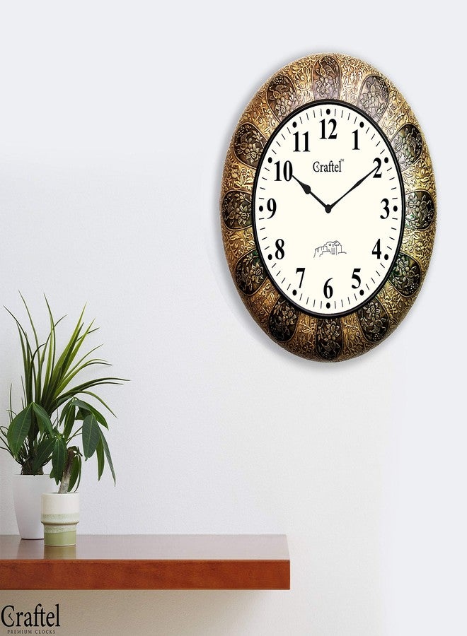 Craftel Brass Analog Clock English Number Wall Clock for Living Room Home (Antique Gold) 18 Inches - Image 3